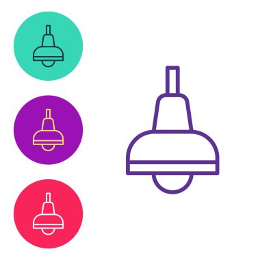 Lamba asma simgesi beyaz arkaplanda izole edildi. Tavan lambası ampulü. Simgeleri renklendirin. Vektör