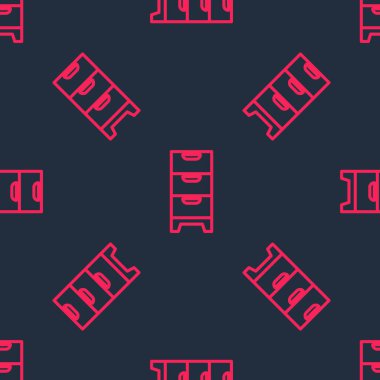 Çekmece simgesinin kırmızı çizgisi siyah arkaplanda izole edilmiş. Vektör