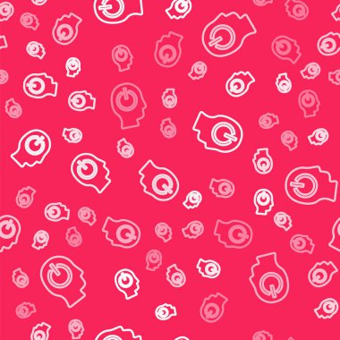 Beyaz çizgi güç simgesi kırmızı arkaplanda izole edilmiş. Başlat işareti. Vektör