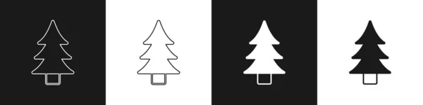 设置在黑白背景上隔离的树图标 森林象征 — 图库矢量图片