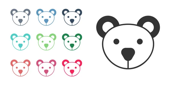 Black Teddy Bear Plush Toy Icon Isolated White Background Set — Stock Vector