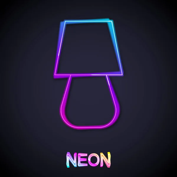 Glödande Neon Line Bordslampa Ikon Isolerad Svart Bakgrund Vektor — Stock vektor