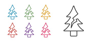 Çizgi Ağacı simgesini beyaz arkaplanda izole et. Orman sembolü. Simgeleri renklendirin. Vektör