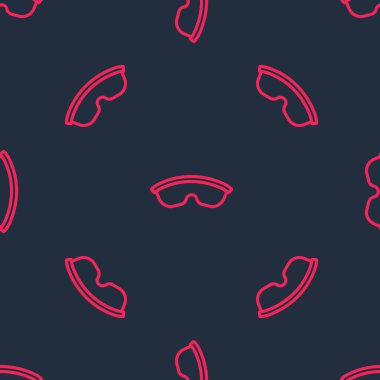 Kırmızı çizgi güvenlik gözlüğü ikonu siyah arka planda izole edilmiş kusursuz desen. Vektör