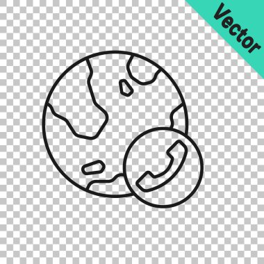 Siyah çizgi Görüntü sohbet konferansı simgesi şeffaf arkaplanda izole edildi. Çevrimiçi iş görüşmesi formu. Uzak proje yönetimi. Vektör