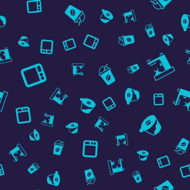 Elektronik kahve terazisi, kahve makinesi, buzlu kahve makinası. Vektör