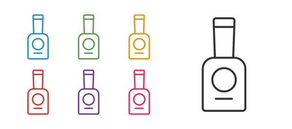 Set Line Flasche Nagellack Symbol Isoliert Auf Weißem Hintergrund Setzen — Stockvektor