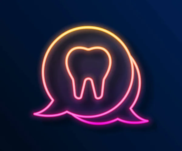 Leuchtende Neon Linie Zahnsymbol Isoliert Auf Schwarzem Hintergrund Zahnsymbol Für — Stockvektor