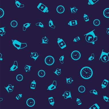 Taşınabilir elektrikli süpürge, ev temizleme servisi, antibakteriyel sabun ve saati kusursuz desenlere ayarlayın. Vektör