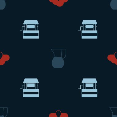 Bulut 'u yağmurla, sürahi cam suyla ve pürüzsüz bir şablonla ayarla. Vektör