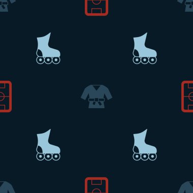 Futbol sahasını, Kimono 'yu ve paten pistini kusursuz bir şekilde ayarla. Vektör