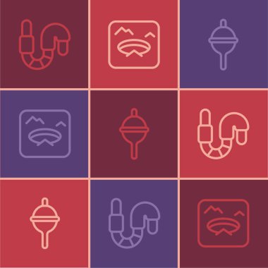 Hattı Worm, Balıkçı Şamandırası ve Kış balıkçı ikonu. Vektör