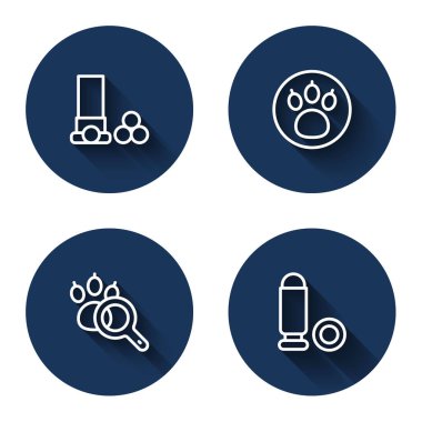 Çizgi kartuşları, pati araması ve uzun gölgeli mermi yerleştirin. Mavi daire düğmesi. Vektör