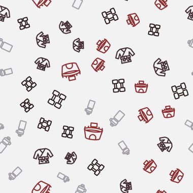 Hattı Dumbbell, Kimono, Fitness Titreştirici ve Stadyum 'a ayarlayın. Vektör