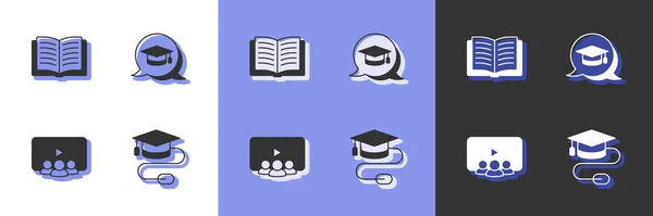 Ορισμός Καπάκι Αποφοίτησης Ποντίκι Open Book Online Class Και Ομιλία — Διανυσματικό Αρχείο