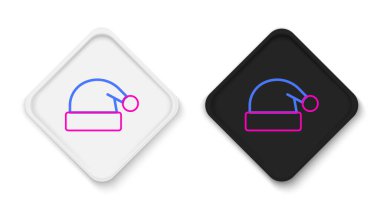 Beyaz arka planda izole edilmiş çizgi Noel Baba şapkası ikonu. Mutlu Noeller ve mutlu yıllar. Renkli taslak konsepti. Vektör