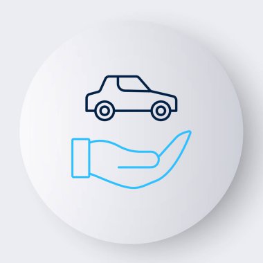 Çizgi Araba Sigorta ikonu beyaz arka planda izole edildi. Sigorta konsepti. Güvenlik, güvenlik, koruma, konsept koruma. Renkli taslak konsepti. Vektör