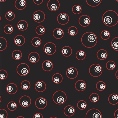 Çizgi bilardo bilardo topu 8 numaralı ikon siyah arka planda izole edilmiş. Vektör