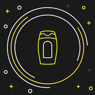 Siyah arka planda izole edilmiş bir şampuan ikonu çizgisi. Renkli taslak konsepti. Vektör