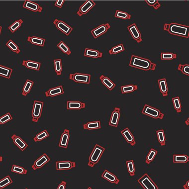 Şampuan ikonu çizgisi siyah arka planda izole edilmiş. Vektör