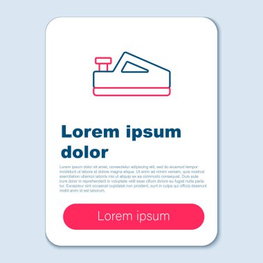 Ahşap işçisinin el yapımı ikonu için çizgili ahşap uçak aracı gri arka planda izole edildi. Ortak düzlem. Renkli taslak konsepti. Vektör