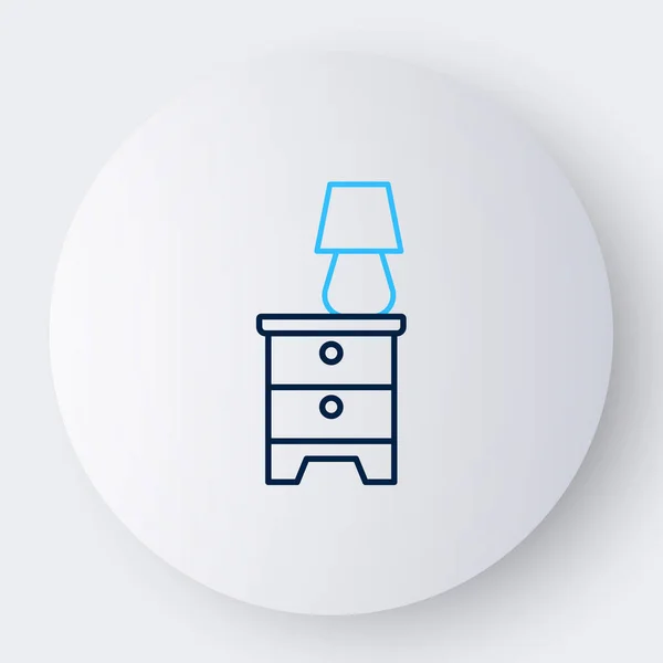 Meble liniowe szafka nocna z ikoną lampy izolowane na białym tle. Kolorowy koncept. Wektor — Wektor stockowy
