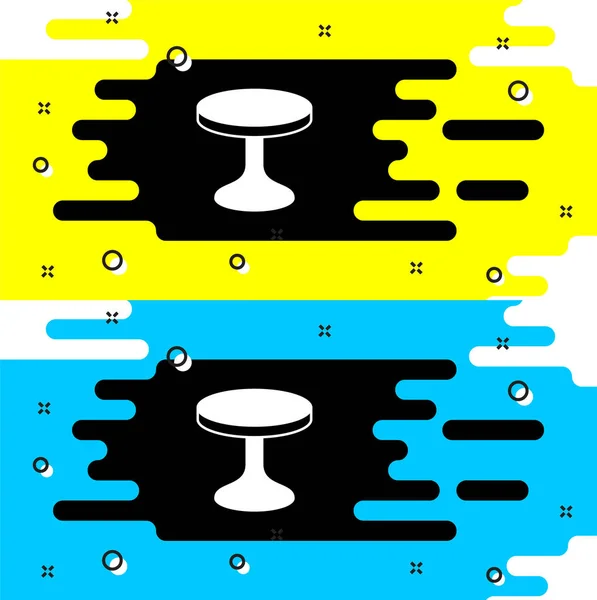 Ícone de mesa redonda branco isolado no fundo preto. Vetor — Vetor de Stock