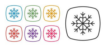 Kar Tanesi simgesini beyaz arkaplanda izole et. Mutlu Noeller ve mutlu yıllar. Simgeleri renklendirin. Vektör
