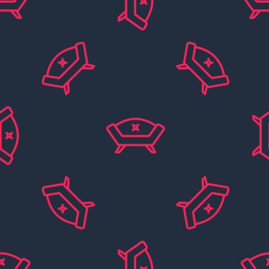 Kırmızı çizgi kanepe simgesi siyah arkaplanda izole edilmiş. Vektör