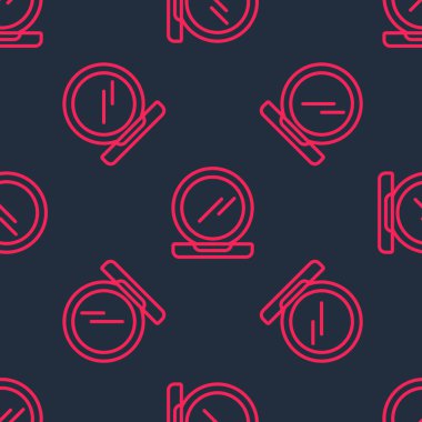 Aynalı ikon ile kırmızı çizgi makyaj tozu siyah arkaplanda izole edilmiş kusursuz desen. Vektör