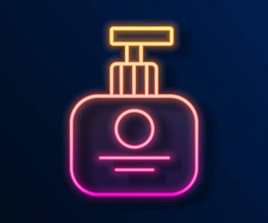 Siyah arka planda izole edilmiş parlak neon çizgili el kremi ikonu. Vektör