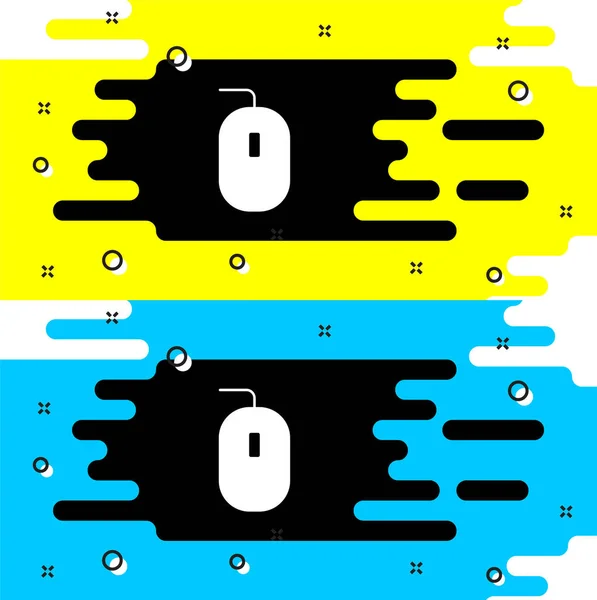 Fehér Számítógép egér játék ikon elszigetelt fekete háttérrel. Optikai kerék szimbólummal. Vektor — Stock Vector