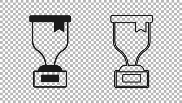 Czarna ikona pucharu na przezroczystym tle. Symbol zwycięzcy. Mistrzostwa lub trofeum. Znak osiągnięć sportowych. Wektor — Wektor stockowy