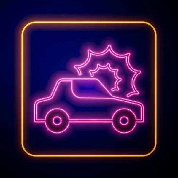 Świecący neon Ikona ubezpieczenia samochodu na czarnym tle. Koncepcja ubezpieczenia. Ochrona, bezpieczeństwo, ochrona, ochrona koncepcji. Wektor — Wektor stockowy