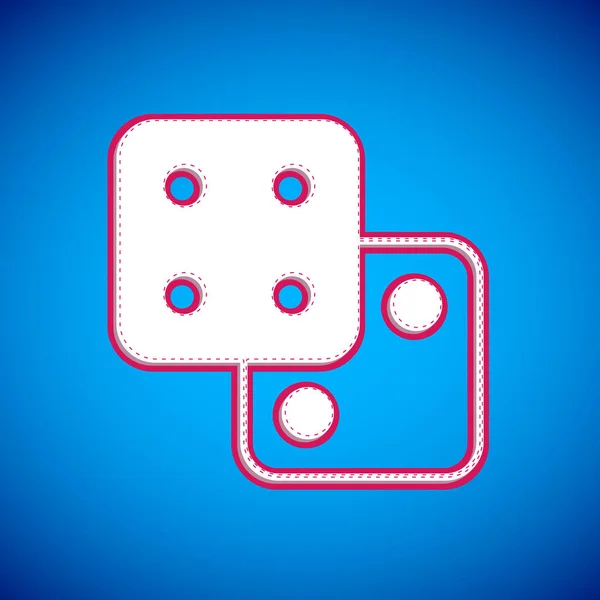 白色游戏骰子图标孤立在蓝色背景。赌场赌博。B.病媒 — 图库矢量图片