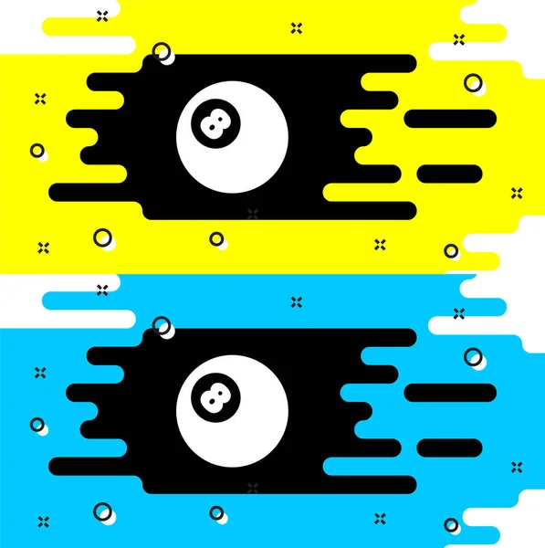 Vit biljard pool snooker boll med nummer 8 ikon isolerad på svart bakgrund. Vektor — Stock vektor