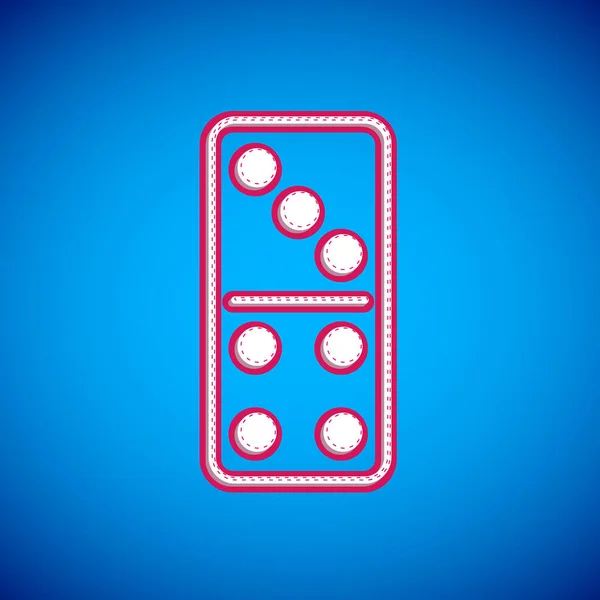 Weißes Domino-Symbol isoliert auf blauem Hintergrund. Vektor — Stockvektor