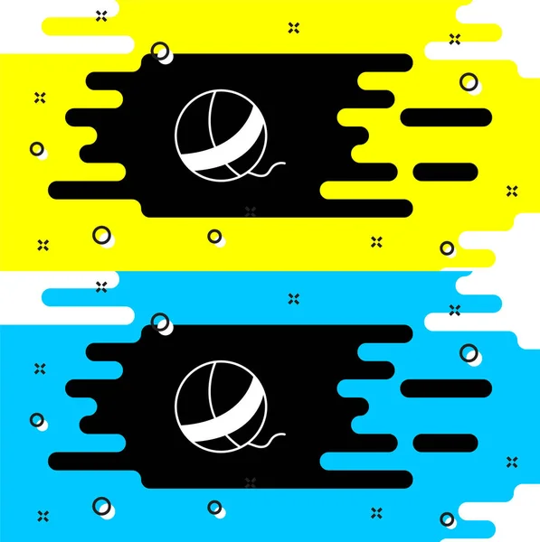 Fehér fonal labda ikon elszigetelt fekete háttérrel. Kézműves, kötő- vagy szabóműhely címkéje. Vektor — Stock Vector