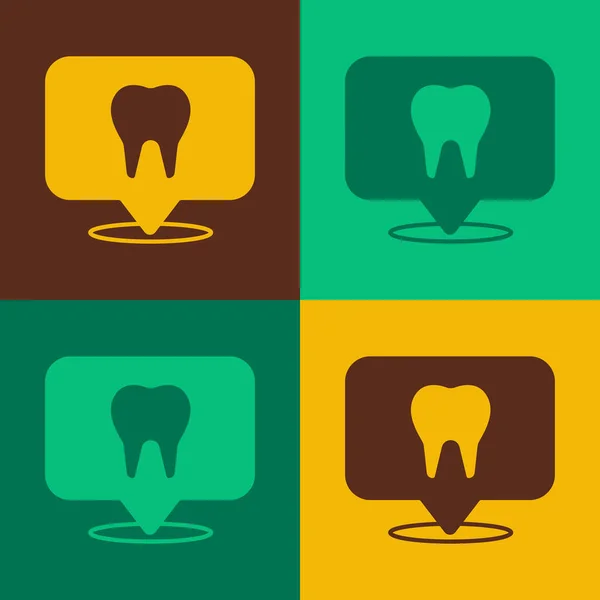 Pop art Icône de localisation de clinique dentaire isolée sur fond de couleur. Vecteur — Image vectorielle