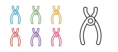 Dişçi kerpeten simgesini beyaz arkaplanda izole et. Diş aletleri. Simgeleri renklendirin. Vektör