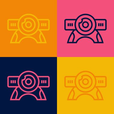 Pop Art Line Web kamera simgesi renk arkaplanında izole edildi. Sohbet kamerası. Web kamerası simgesi. Vektör