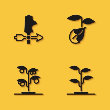 Horoz rüzgar gülünü, filizi ve uzun gölgeli ikonu ayarla. Vektör