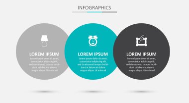 Alarm saatini, masa lambasını ve yastığı kur. Ticari bilgi şablonu. Vektör