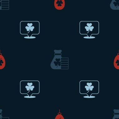 Balon 'u yonca yaprağı, para çantası ve Yonca ile kusursuz bir düzene sokun. Vektör