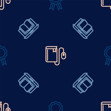 Çevrimiçi eğitimi diploma, sınıf ve Elektronik kitap faresi ile kusursuz bir şablon üzerine ayarla. Vektör