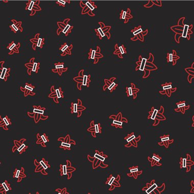 Çizgi Fleur de Lys veya zambak ikonu siyah arkaplanda izole edilmiş kusursuz desen. Vektör