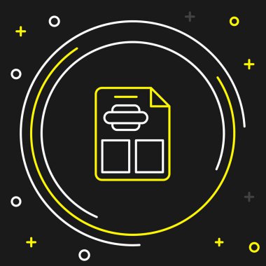 Line Restoran menü simgesi siyah arkaplanda izole edildi. Renkli taslak konsepti. Vektör