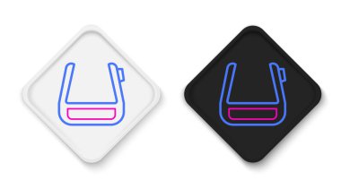 Line Smart gözlükleri beyaz arkaplanda izole edilmiş gözlük simgesine monte edildi. Giyilebilir elektronik, akıllı gözlüklü, kameralı ve ekranlı. Renkli taslak konsepti. Vektör