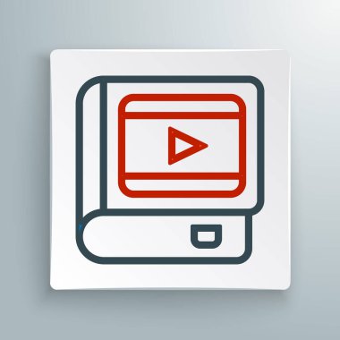 Beyaz arka planda izole edilmiş sinema ikonu hakkında satır kitabı. Renkli taslak konsepti. Vektör