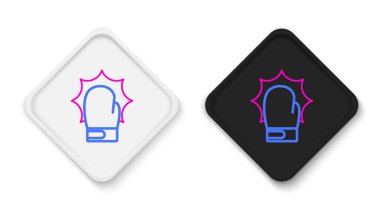 Boks eldivenli çizgi yumruğu beyaz arka planda izole edilmiş. Boks eldivenleri patlayıcıyla birbirine çarpıyor. Renkli taslak konsepti. Vektör